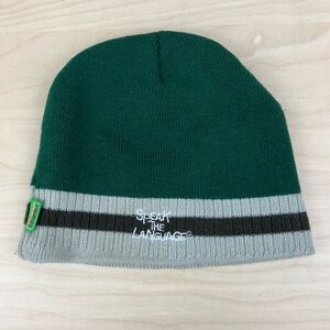 Primos Hunting Calls Winter Beanie Hat Green Stripe “Speak The Language” Logo